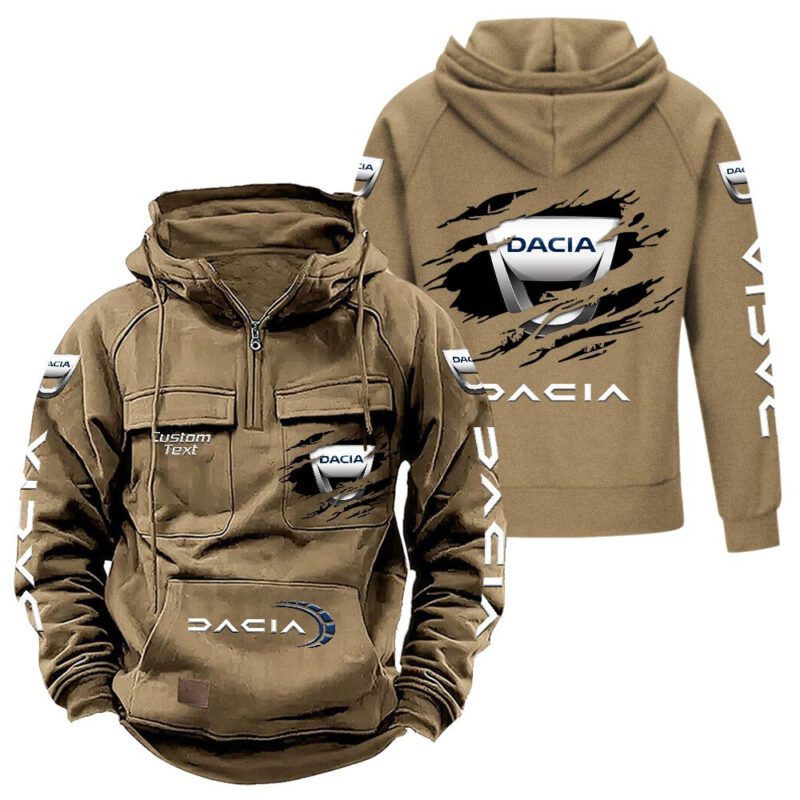 Dacia Vintage Quarter Zip Hoodie Retro Hoodie LQZ1564 4