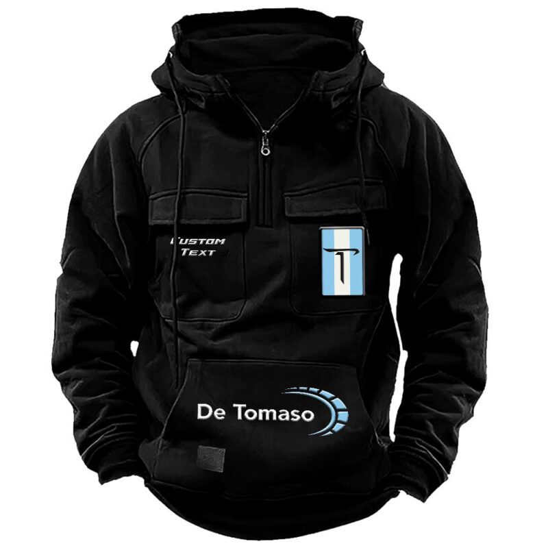 De Tomaso Vintage Quarter Zip Hoodie Retro Hoodie LQZ1474 1