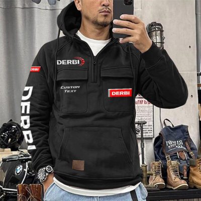 Derbi Vintage Quarter Zip Hoodie Retro Hoodie LQZ1335 1 Derbi Vintage Quarter Zip Hoodie Retro Hoodie LQZ1335 1