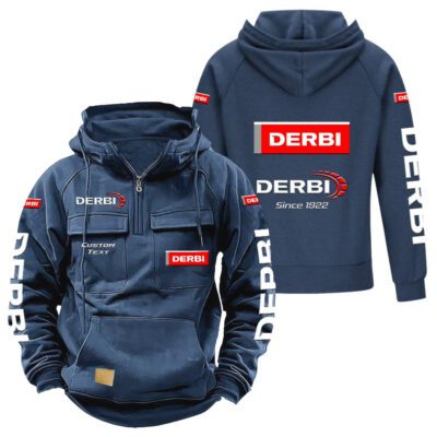 Derbi Vintage Quarter Zip Hoodie Retro Hoodie LQZ1335 2 Derbi Vintage Quarter Zip Hoodie Retro Hoodie LQZ1335 2