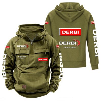 Derbi Vintage Quarter Zip Hoodie Retro Hoodie LQZ1335 3 Derbi Vintage Quarter Zip Hoodie Retro Hoodie LQZ1335 3