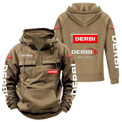 Derbi Vintage Quarter Zip Hoodie Retro Hoodie LQZ1335 4 Derbi Vintage Quarter Zip Hoodie Retro Hoodie LQZ1335 4