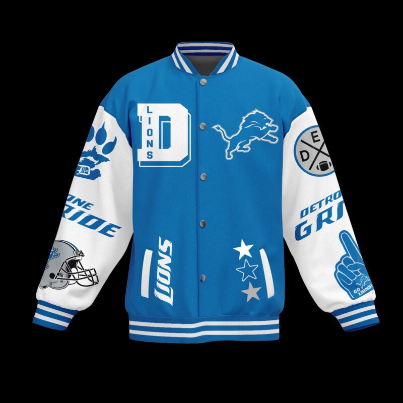 Detroit Lions NFL Baseball Jacket For Fan CFB1023 1