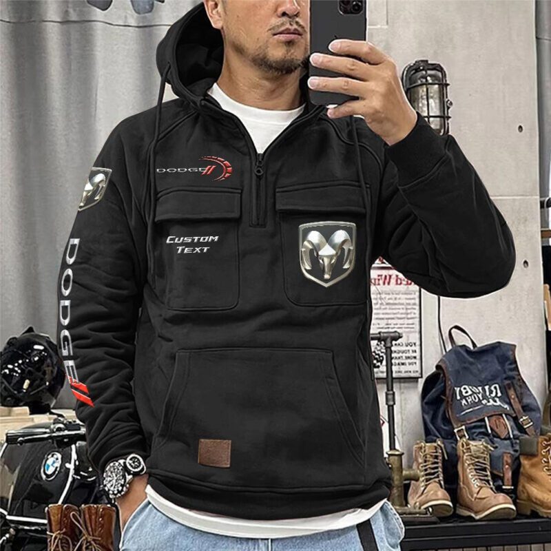 Dodge Vintage Quarter Zip Hoodie Retro Hoodie LQZ1388 1