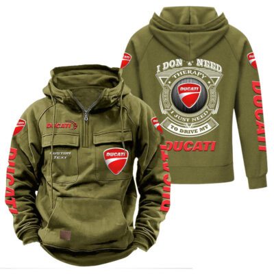 Ducati Vintage Quarter Zip Hoodie Retro Hoodie LQZ1178 3