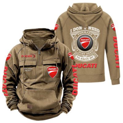 Ducati Vintage Quarter Zip Hoodie Retro Hoodie LQZ1178 4