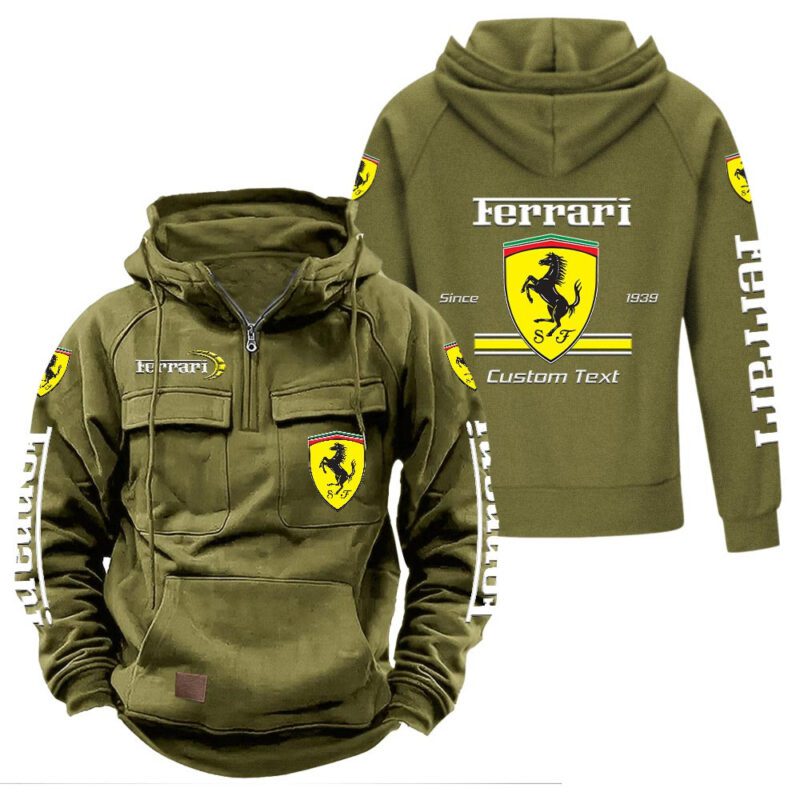 Ferrari Vintage Quarter Zip Hoodie Retro Hoodie LQZ1096 3