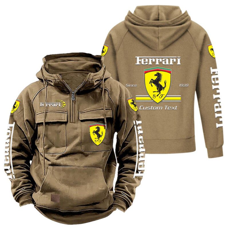 Ferrari Vintage Quarter Zip Hoodie Retro Hoodie LQZ1096 4