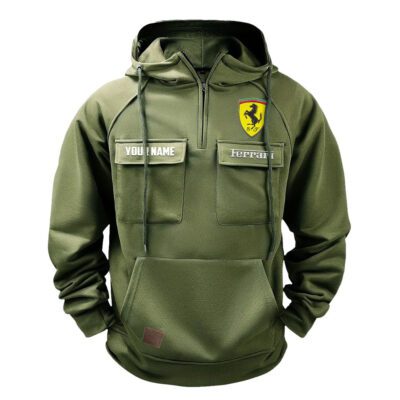 Ferrari Vintage Quarter Zip Hoodie Retro Hoodie LQZ1137 2 Ferrari Vintage Quarter Zip Hoodie Retro Hoodie LQZ1137 2
