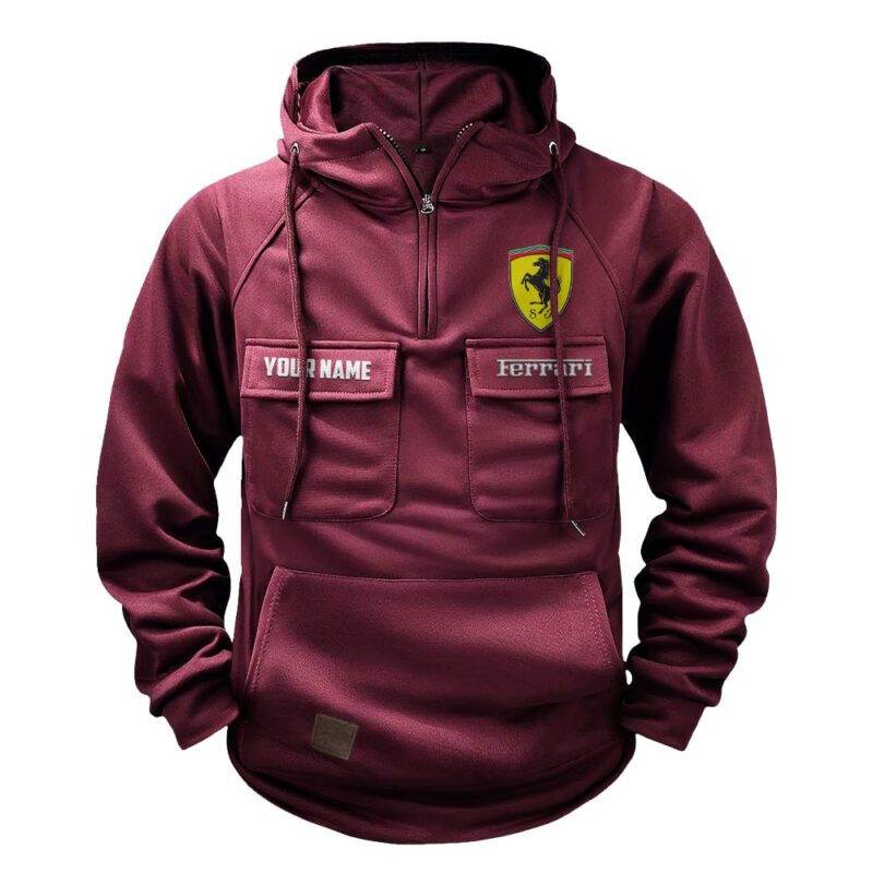 Ferrari Vintage Quarter Zip Hoodie Retro Hoodie LQZ1137 4