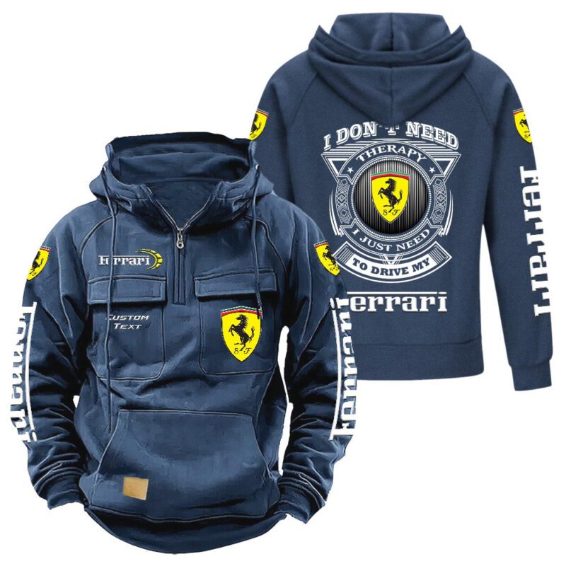 Ferrari Vintage Quarter Zip Hoodie Retro Hoodie LQZ1217 2