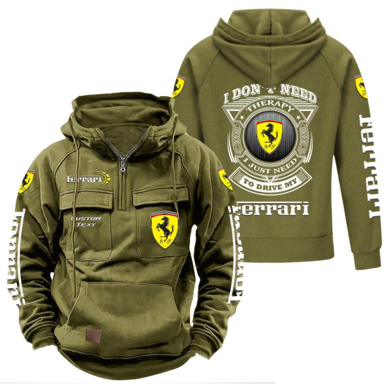 Ferrari Vintage Quarter Zip Hoodie Retro Hoodie LQZ1217 3