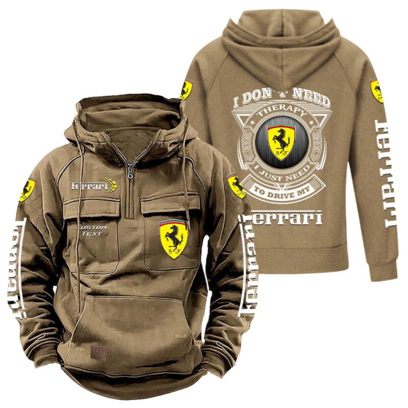 Ferrari Vintage Quarter Zip Hoodie Retro Hoodie LQZ1217 4