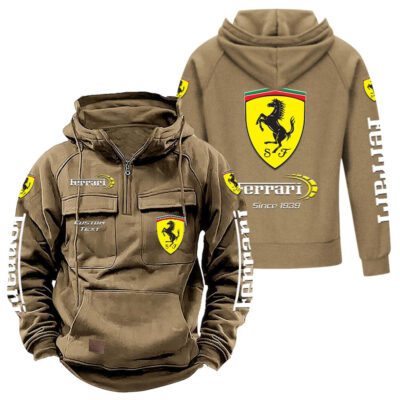 Ferrari Vintage Quarter Zip Hoodie Retro Hoodie LQZ1391 4 Ferrari Vintage Quarter Zip Hoodie Retro Hoodie LQZ1391 4