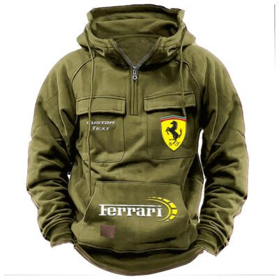 Ferrari Vintage Quarter Zip Hoodie Retro Hoodie LQZ1496 3 Ferrari Vintage Quarter Zip Hoodie Retro Hoodie LQZ1496 3