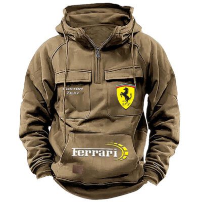 Ferrari Vintage Quarter Zip Hoodie Retro Hoodie LQZ1496 4 Ferrari Vintage Quarter Zip Hoodie Retro Hoodie LQZ1496 4
