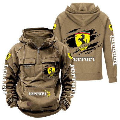 Ferrari Vintage Quarter Zip Hoodie Retro Hoodie LQZ1566 4