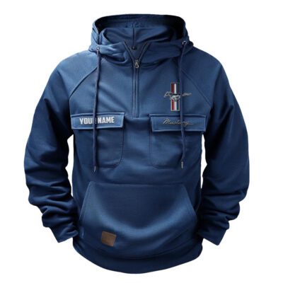 Ford-Mustang Vintage Quarter Zip Hoodie Retro Hoodie LQZ1142 1 Ford Mustang Vintage Quarter Zip Hoodie Retro Hoodie LQZ1142 1