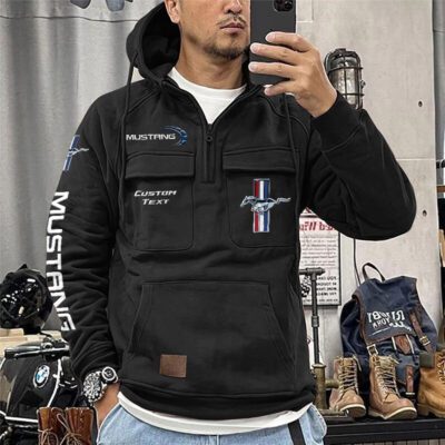 Ford-Mustang Vintage Quarter Zip Hoodie Retro Hoodie LQZ1283 1 Ford Mustang Vintage Quarter Zip Hoodie Retro Hoodie LQZ1283 1