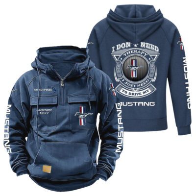 Ford-Mustang Vintage Quarter Zip Hoodie Retro Hoodie LQZ1283 2 Ford Mustang Vintage Quarter Zip Hoodie Retro Hoodie LQZ1283 2