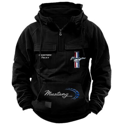 Ford-Mustang Vintage Quarter Zip Hoodie Retro Hoodie LQZ1495 1 Ford Mustang Vintage Quarter Zip Hoodie Retro Hoodie LQZ1495 1