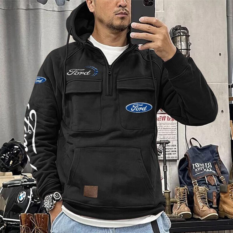 Ford Vintage Quarter Zip Hoodie Retro Hoodie LQZ1168 1