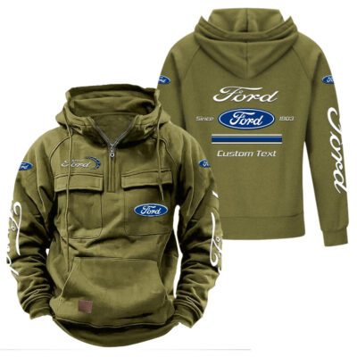 Ford Vintage Quarter Zip Hoodie Retro Hoodie LQZ1168 3 Ford Vintage Quarter Zip Hoodie Retro Hoodie LQZ1168 3