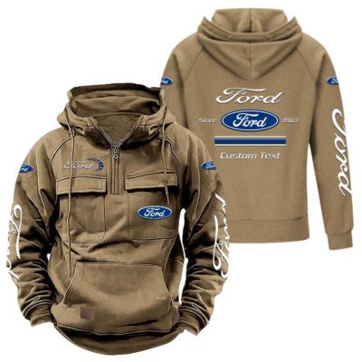 Ford Vintage Quarter Zip Hoodie Retro Hoodie LQZ1168 4 Ford Vintage Quarter Zip Hoodie Retro Hoodie LQZ1168 4