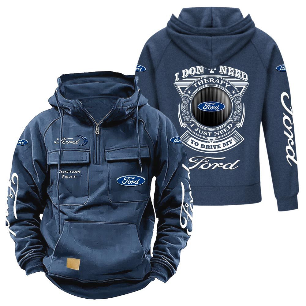 Ford-Vintage-Quarter-Zip-Hoodie-Retro-Hoodie-LQZ1290-2 Ford Vintage Quarter Zip Hoodie Retro Hoodie LQZ1290 2