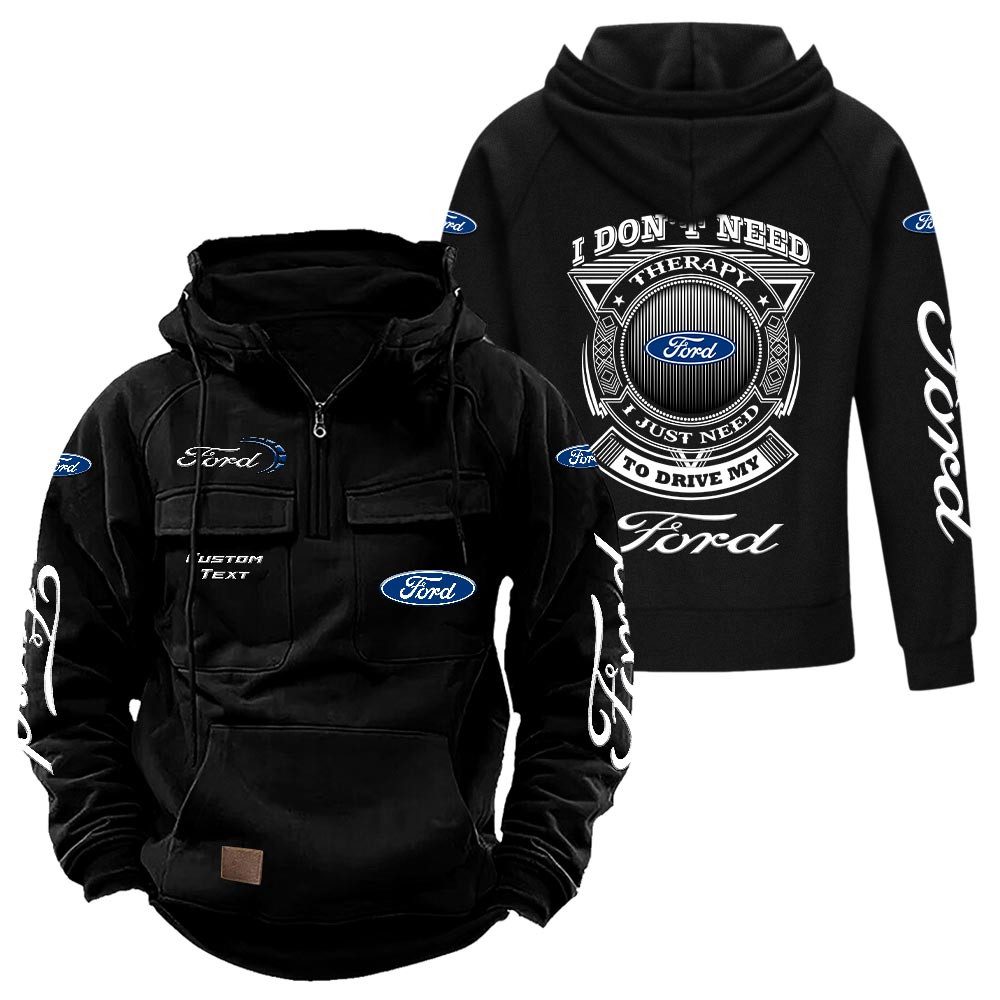 Ford-Vintage-Quarter-Zip-Hoodie-Retro-Hoodie-LQZ1290 Ford Vintage Quarter Zip Hoodie Retro Hoodie LQZ1290