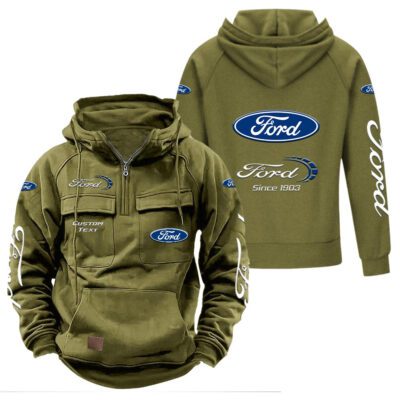 Ford Vintage Quarter Zip Hoodie Retro Hoodie LQZ1389 3