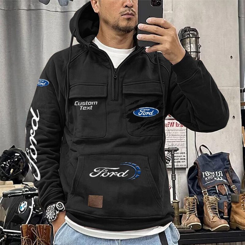 Ford Vintage Quarter Zip Hoodie Retro Hoodie LQZ1557 1