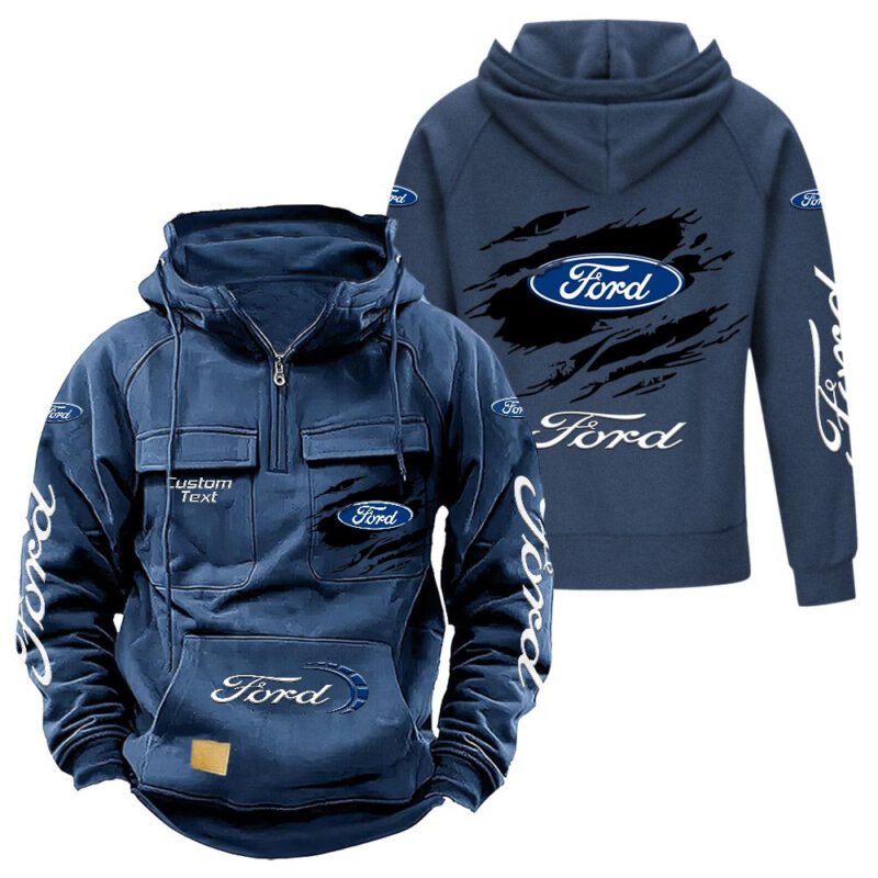 Ford Vintage Quarter Zip Hoodie Retro Hoodie LQZ1557 2