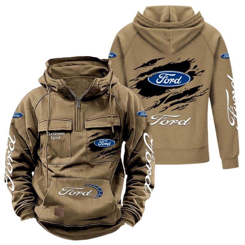 Ford Vintage Quarter Zip Hoodie Retro Hoodie LQZ1557 4