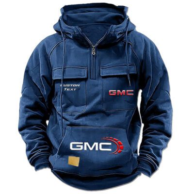 GMC Vintage Quarter Zip Hoodie Retro Hoodie LQZ1461 2 GMC Vintage Quarter Zip Hoodie Retro Hoodie LQZ1461 2