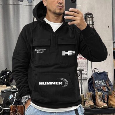 H2 Hummer Vintage Quarter Zip Hoodie Retro Hoodie LQZ1476