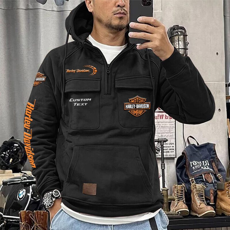 Harley Davidson Vintage Quarter Zip Hoodie Retro Hoodie LQZ1192 1