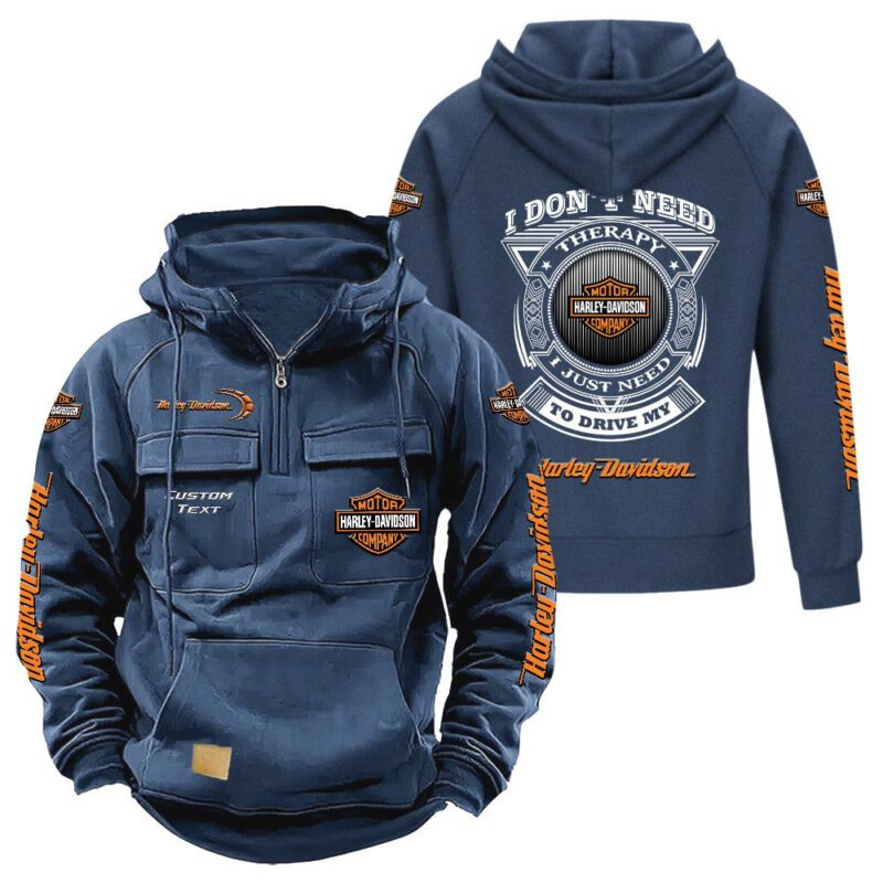 Harley Davidson Vintage Quarter Zip Hoodie Retro Hoodie LQZ1192 2