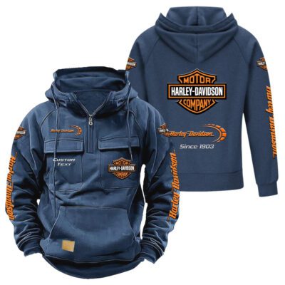 Harley Davidson Vintage Quarter Zip Hoodie Retro Hoodie LQZ1304 2