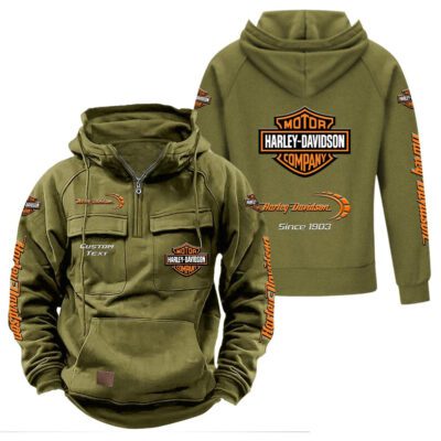 Harley Davidson Vintage Quarter Zip Hoodie Retro Hoodie LQZ1304 3