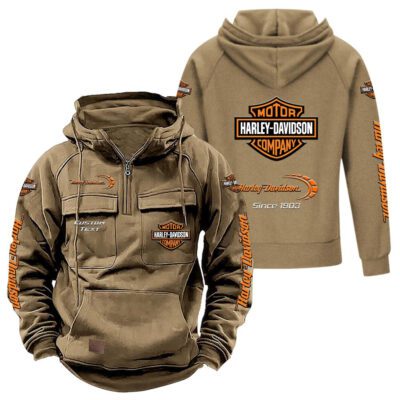 Harley Davidson Vintage Quarter Zip Hoodie Retro Hoodie LQZ1304 4