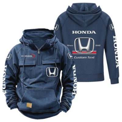 Honda Vintage Quarter Zip Hoodie Retro Hoodie LQZ1087 2
