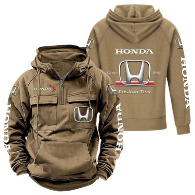 Honda Vintage Quarter Zip Hoodie Retro Hoodie LQZ1087 4