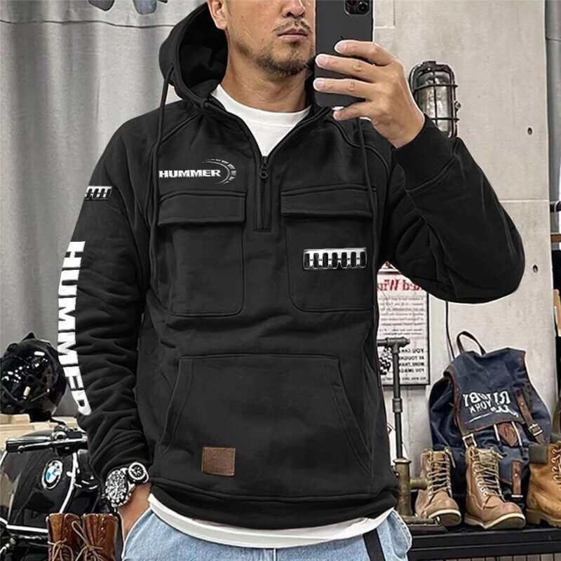 Hummer Vintage Quarter Zip Hoodie Retro Hoodie LQZ1082 1