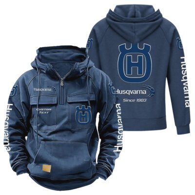 Husqvarna Vintage Quarter Zip Hoodie Retro Hoodie LQZ1307 2