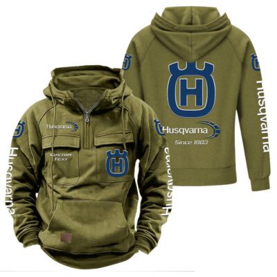 Husqvarna Vintage Quarter Zip Hoodie Retro Hoodie LQZ1307 3