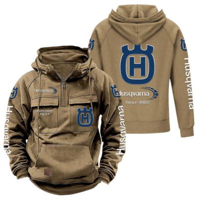 Husqvarna Vintage Quarter Zip Hoodie Retro Hoodie LQZ1307 4