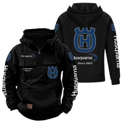 Husqvarna Vintage Quarter Zip Hoodie Retro Hoodie LQZ1307