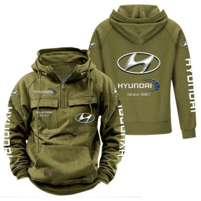 Hyundai Vintage Quarter Zip Hoodie Retro Hoodie LQZ1421 3 Hyundai Vintage Quarter Zip Hoodie Retro Hoodie LQZ1421 3