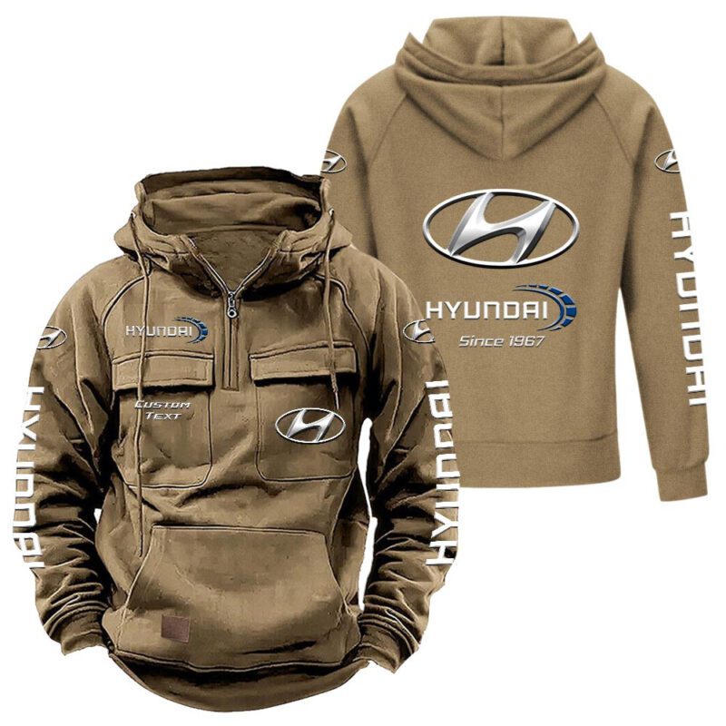 Hyundai Vintage Quarter Zip Hoodie Retro Hoodie LQZ1421 4